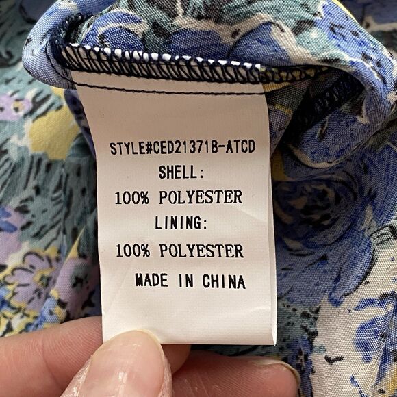 NWOT Code x Mode Blue Floral Prairie Ruffle Maxi Dress Size Small - Picture 14 of 16